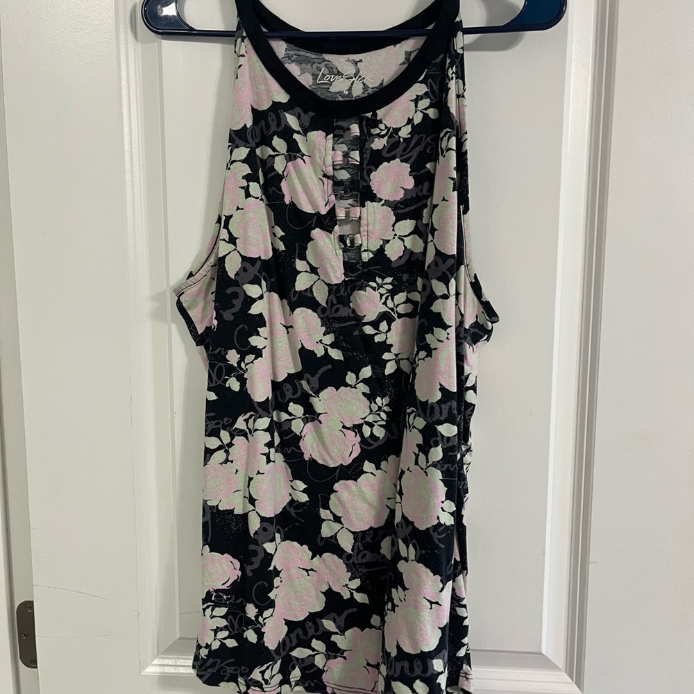 Lovesick Black and Pink Floral Top